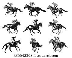 Racing Horses And Jockeys
