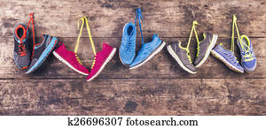 Running shoes on the floor Running shoes on the floor