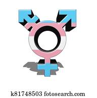 transgender, símbolo, cantar, en, transgender, bandera, colors., 3d, ilustración