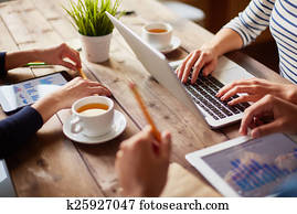 usando, computadores