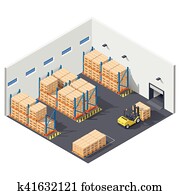 živel, infographic, presents, robota, vnútri, ten, warehouse, náklad, od, náklad, bol, beriem, aut, s, jeden, forklift