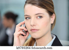 人物面部影像逼真, ......的, 婦女, 上, cellphone