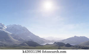 3d generated landscape: Misty mountains 3d generated landscape: Misty mountains