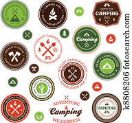 acampamento, etiquetas