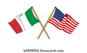 amerika, och, italien, allians, och, vänskap