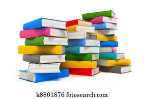 Books stack over white