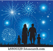 family watching fireworks family watching fireworks