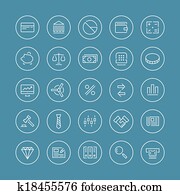 Finance and business flat line icons Finance and business flat line icons