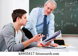 lehrer, mit, gymnasium, studenten