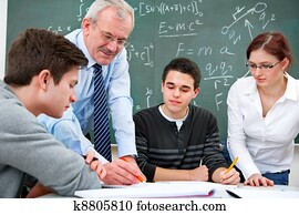 teacher with high school students teacher with high school students