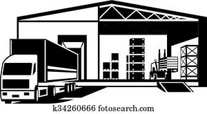Truck loaded goods in warehouse Truck loaded goods in warehouse