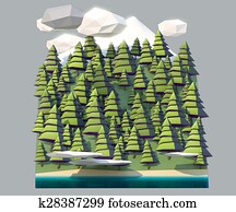 Wild coast of a mountain river