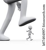 3d large leg stepping on small man 3d large leg stepping on small man