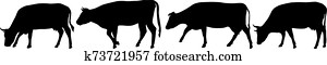 Black set silhouette of cash cow on white background Black set silhouette of cash cow on white background