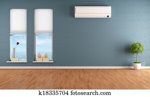 Blue empty room with air conditioner Blue empty room with air conditioner