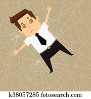 Businessman Trapped in spider webs Businessman Trapped in spider webs