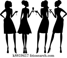 cocktailparty, silhouetten cocktailparty, silhouetten