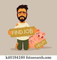 desempleado, sin hogar, hombre, carácter