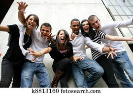 grupo juventude, posando fotografia