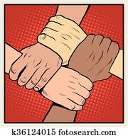 Handshake people of different nationalities and races
