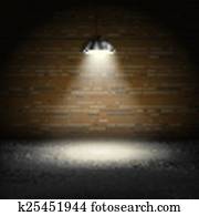 holofote, ligado, parede tijolo, experiência. holofote, ligado, parede tijolo, experiência.
