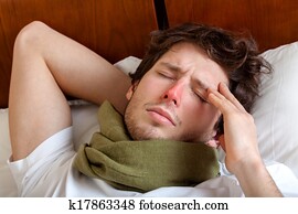 homem, tendo, um, gripe