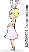 karikatur, verwirrt, schangere frau karikatur, verwirrt, schangere frau