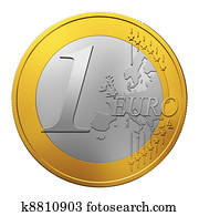 One Euro coin isolated on white