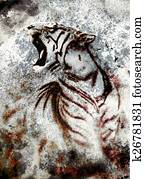 painting abstract tiger collage on color abstract background, painting abstract tiger collage on color abstract background,