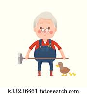 Senior Farmer with Ducks