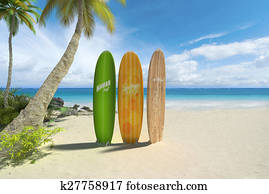 Surf boards on the beach Surf boards on the beach