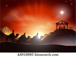 traditionnel, nativity noël, scen