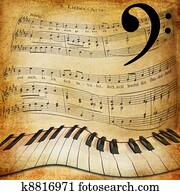 warped piano and music sheet background warped piano and music sheet background