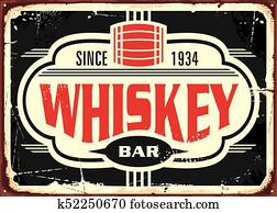 Whiskey bar vintage tin sign Whiskey bar vintage tin sign
