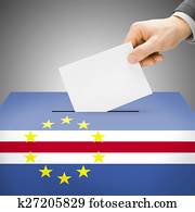 Ballot box painted into national flag - Cape Verde