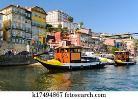 barcos, em, porto, portugal