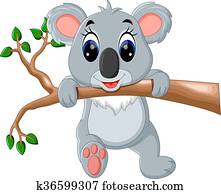 cute, koala, caricatura