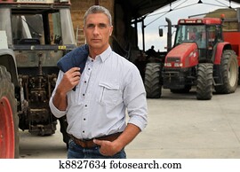Farmer with tractors Farmer with tractors