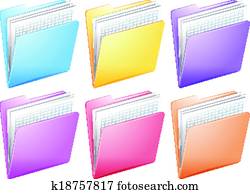 medizinische, krankenschwester, karteien, in, buntes, ordner