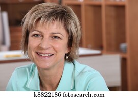 sonriente, mujer madura