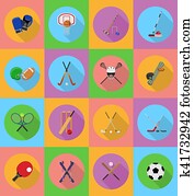 sport equipment flat icons illustration sport equipment flat icons illustration