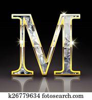 3d, מאוד יפה, יהלום, מכתב *m*