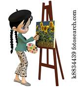 Cute Toon Artist Girl Cute Toon Artist Girl