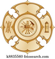 feuerwehr, kreuz, altmodisch, gold feuerwehr, kreuz, altmodisch, gold