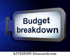 geschaefts, concept:, budget, zusammenbruch, auf, werbewand, hintergrund