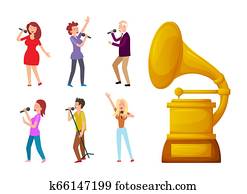 gramophone, gull, premie, for, best, sang, og, sangere