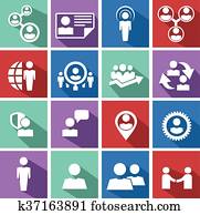 Human resources and management icons set. Human resources and management icons set.