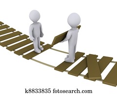 Person on bridge helping another Person on bridge helping another