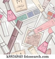 Seamless makeup and cosmetic patten Seamless makeup and cosmetic patten