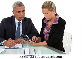 trabalhadores, fazer, um, orçamento